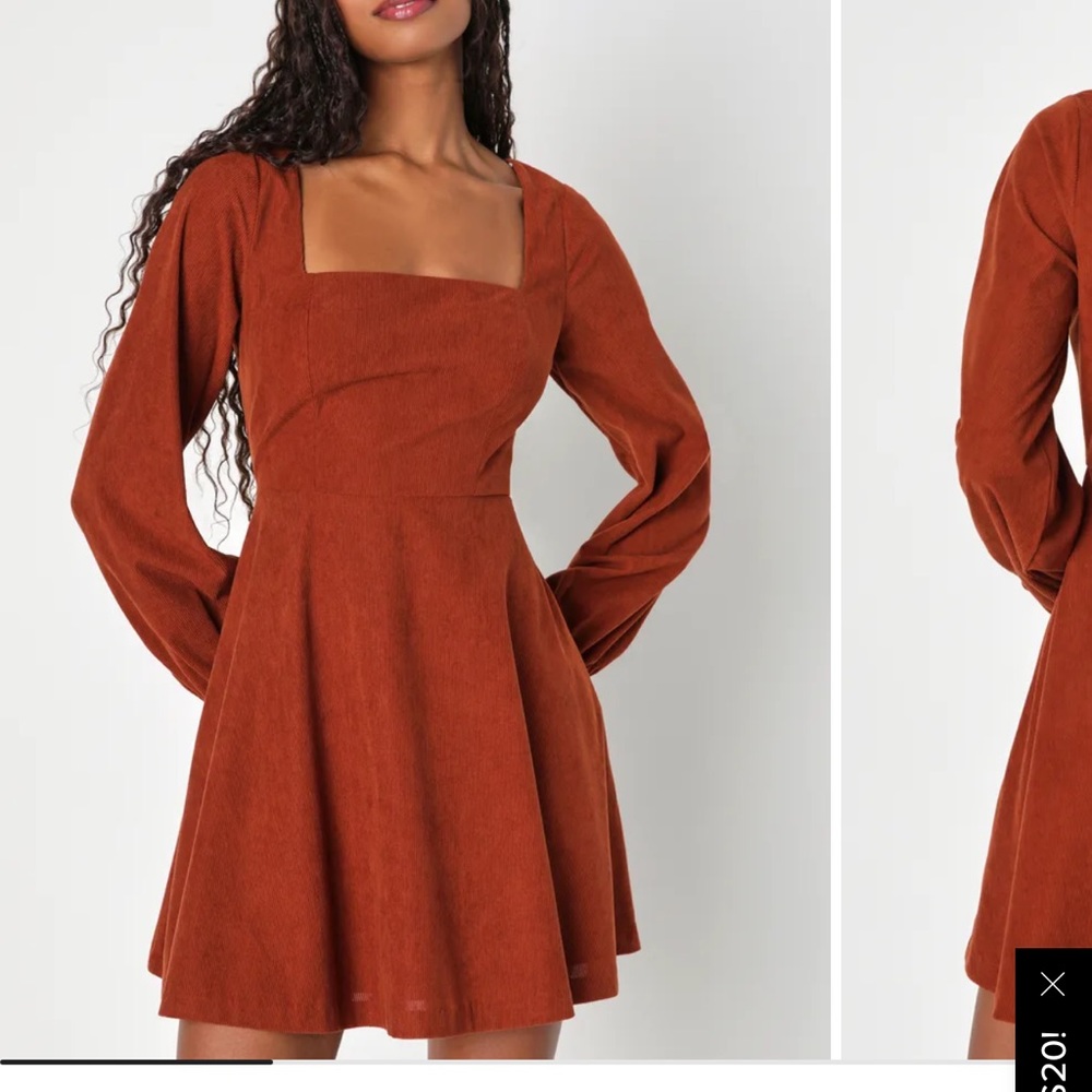Daily Affection Rust Orange Corduroy Mini Dress With Pockets